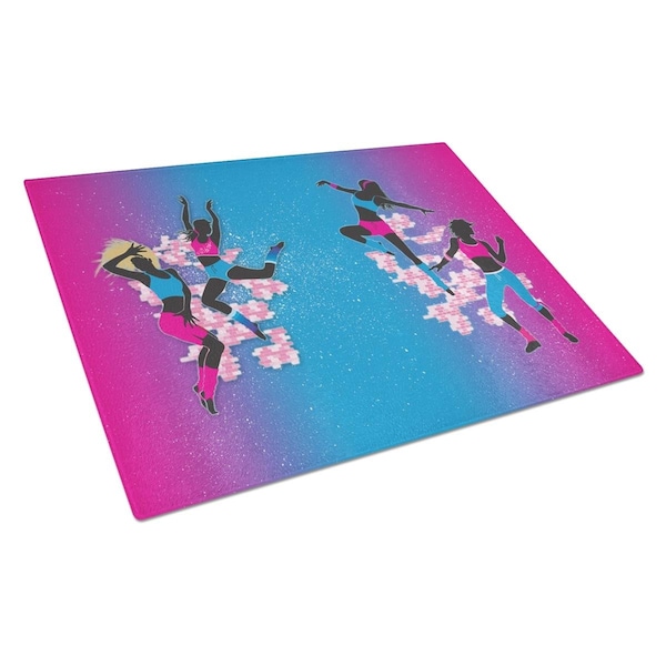Carolines Treasures Hip Hop in Pink Blue Glass Cutting Board Large - BB5373LCB