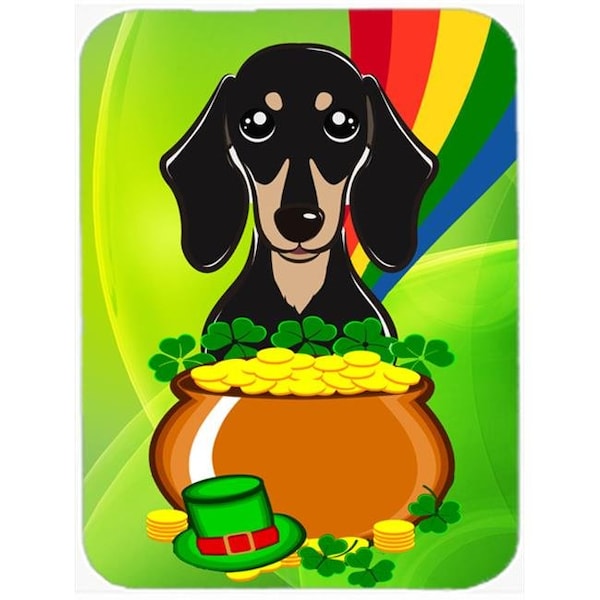 Carolines Treasures Carolines Treasures BB1959LCB Smooth Black and Tan Dachshund St. Patricks Day Glass Cutting Board; Large - BB1959LCB