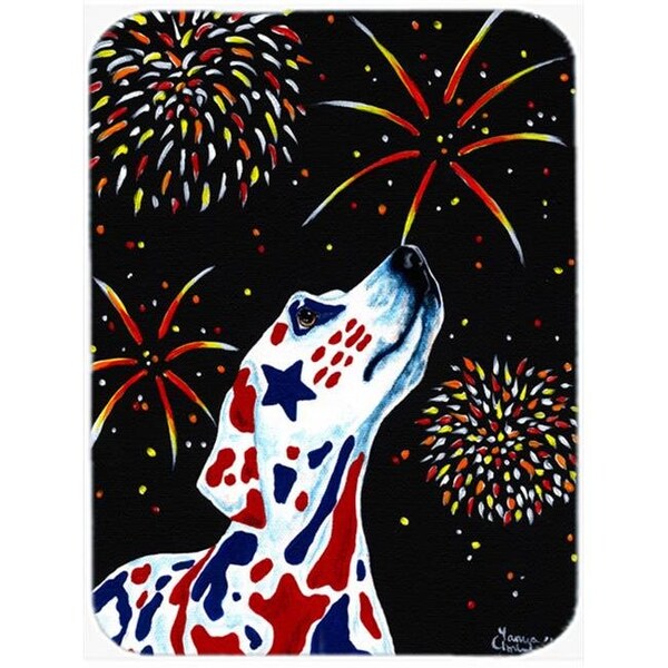 Carolines Treasures Carolines Treasures AMB1451LCB For Our Heros Fireworks Patriotic Dalmatian Glass Large Cutting Board - AMB1451LCB