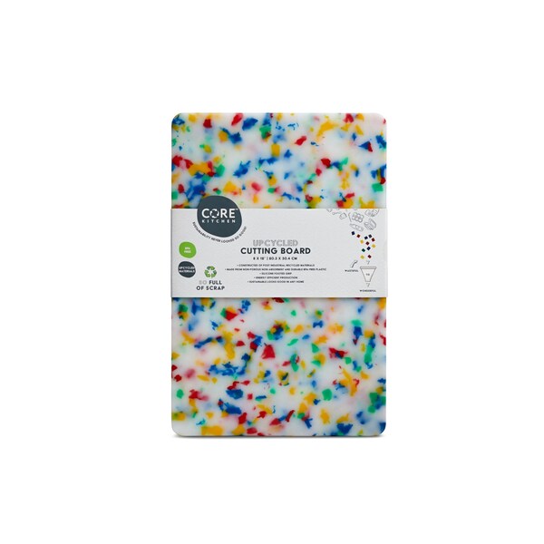 Core Kitchen Recycled Plastic Cutting Board Sm with Non-Slip Footing - Confetti - 46356