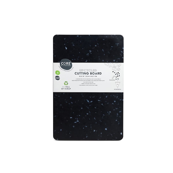 Core Kitchen Recycled Plastic Cutting Board L with Non-Slip Footing - White Confetti on Black - 46366