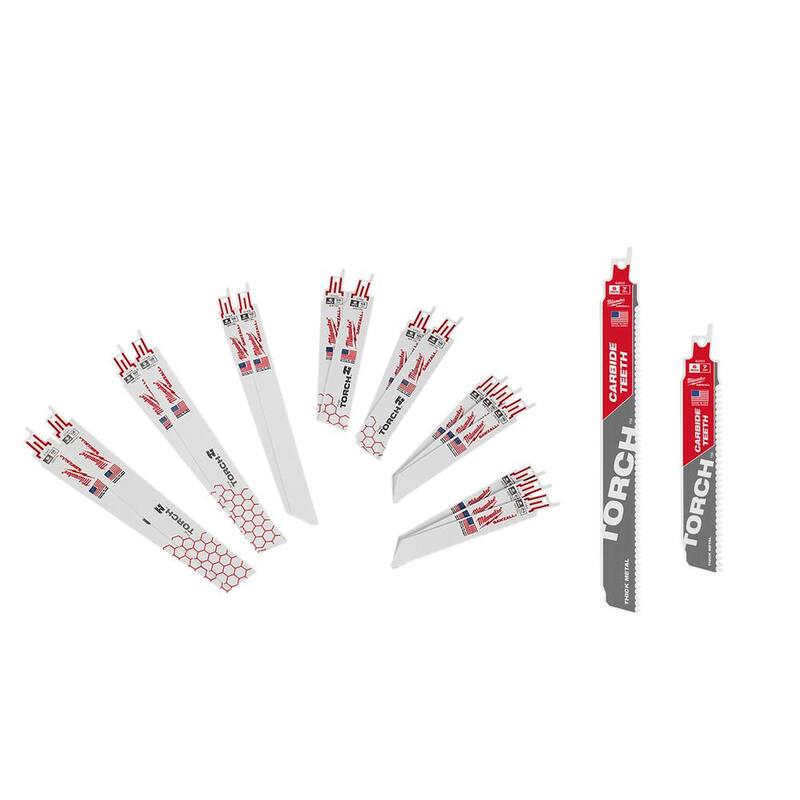 Juego de hojas de sierra reciproca para corte de metal Milwaukee SAWZALL Bi-Metal (16 piezas) con 2 hojas de carburo - 49-22-1216Y