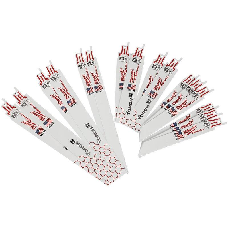 Juego de hojas de sierra reciproca para corte de metal Milwaukee SAWZALL Bi-Metal (16 piezas) con 2 hojas de carburo - 49-22-1216Y
