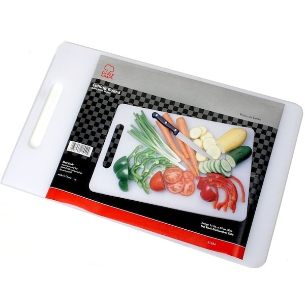 Chef Craft Cutting Board, 17-1/2 in L, 11 in W, Plastic, White - 21554