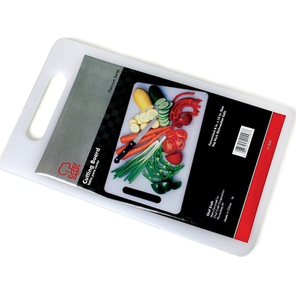 Chef Craft Cutting Board, 13 in L, 8 in W, Plastic, White - 21553