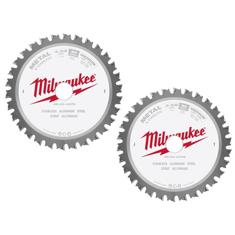 Milwaukee Hoja de sierra circular para cortar metal y acero inoxidable de 5-3/8 pulgadas x 30 dientes (paquete de 2) - 48-40-4070-48-40-4070