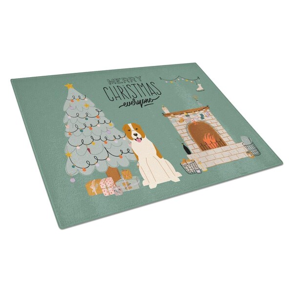 Carolines Treasures Central Asian Shepherd Dog Christmas Everyone Glass Cutting Board - Large - CK7612LCB
