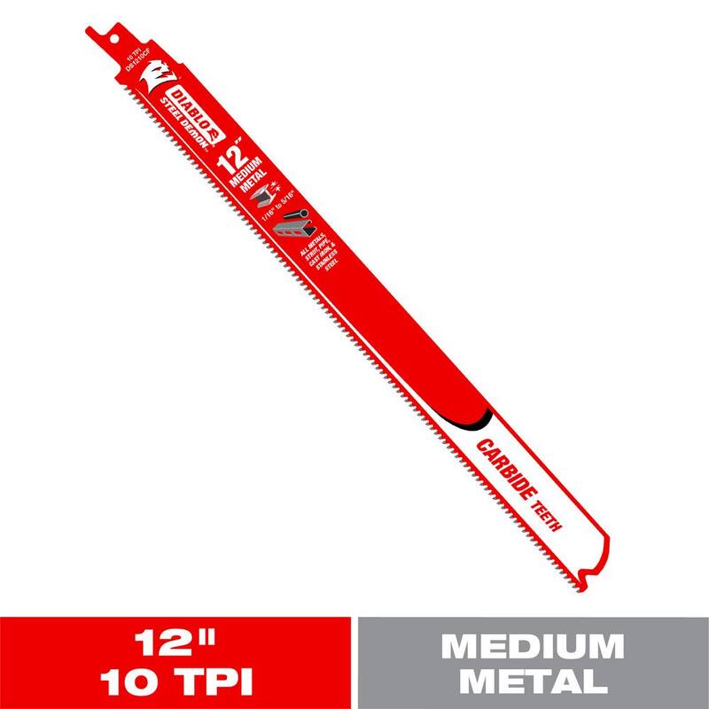 DIABLO 12 pulgadas 10 TPI Steel Demon hoja de sierra reciproca con dientes de carburo para metal mediano - DS1210CF