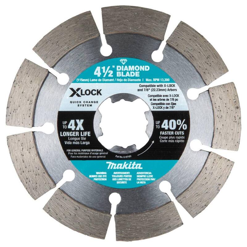 Paquete variado de 3 piezas de hojas de diamante Makita X-LOCK de 4-1/2 pulgadas para corte de albañilería - E-12647