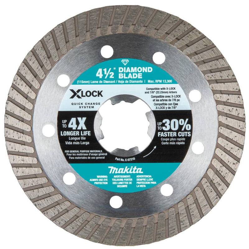 Paquete variado de 3 piezas de hojas de diamante Makita X-LOCK de 4-1/2 pulgadas para corte de albañilería - E-12647