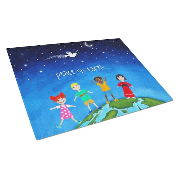 Carolines Treasures Peace on Earth Glass Cutting Board Large - VHA3039LCB