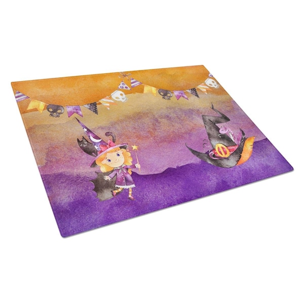 Carolines Treasures Halloween Little Witch Party Glass Cutting Board Large - BB7462LCB