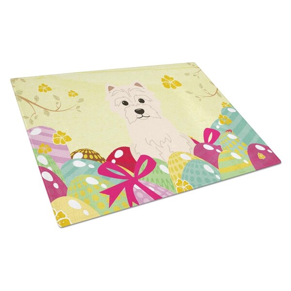 Carolines Treasures Easter Eggs Westie Glass Cutting Board Large - BB6042LCB