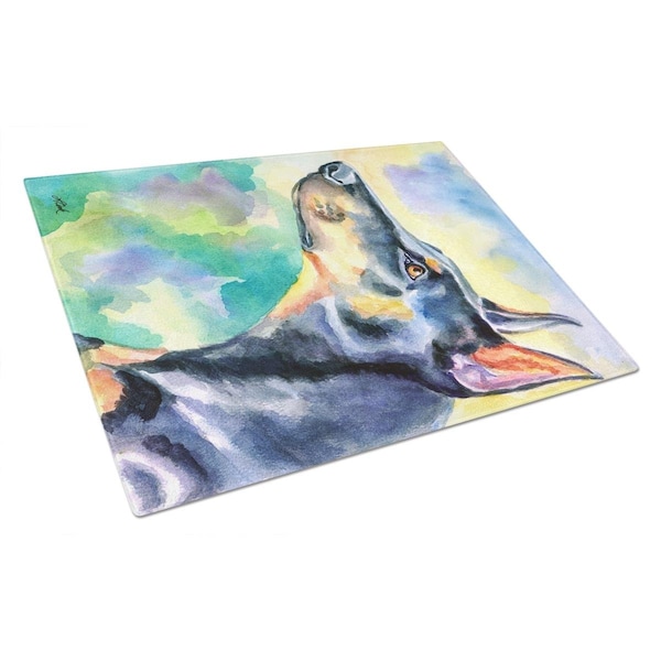 Carolines Treasures Watercolor Doberman Glass Cutting Board Large - 7372LCB
