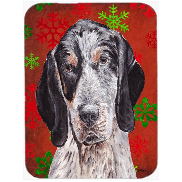 Carolines Treasures Blue Tick Coonhound Large Size Red Snowflakes Holiday Glass Cutting Board - SC9745LCB