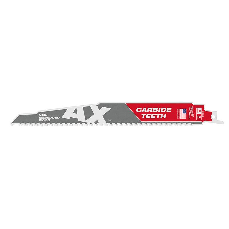 Hoja de sierra alternativa Milwaukee de 9 pulgadas, 5 TPI AX Carbide Teeth para demolición de madera con clavos incrustados (paquete de 1) - 48-00-5226