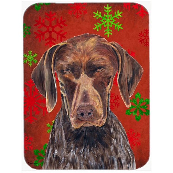 Carolines Treasures German Shorthaired Pointer Red Snowflakes Christmas Glass Cutting Board - Large - SC9435LCB