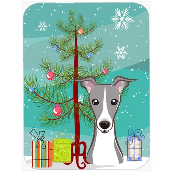 Carolines Treasures BB1608LCB Christmas Tree And Italian Greyhound Glass Cutting Board, Large - BB1608LCB