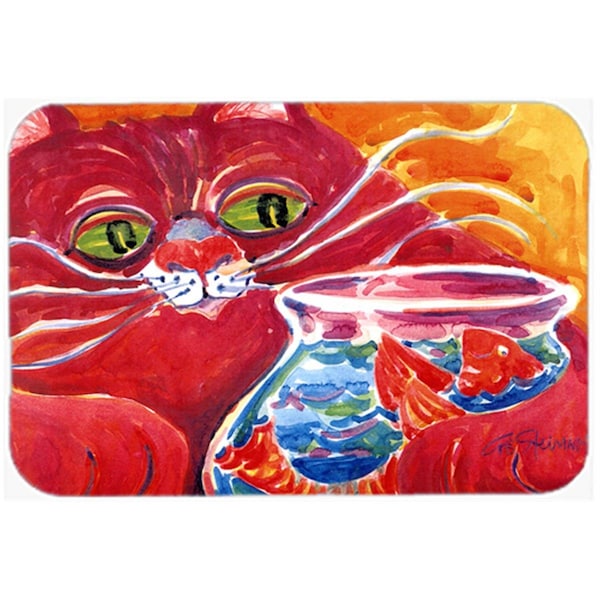 Carolines Treasures 6048LCB 15 x 12 in. Big Red Cat at the fishbowl Glass Cutting Board, Large - 6048LCB