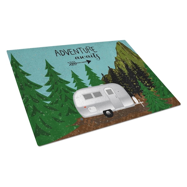 Carolines Treasures Airstream Camper Adventure Awaits Glass Cutting Board Large - VHA3022LCB