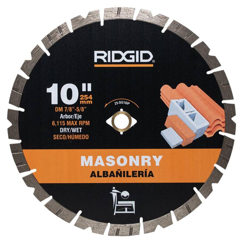 Hoja de sierra de diamante con borde segmentado para corte de albañilería de 10 pulgadas RIDGID - 25-SG10IP