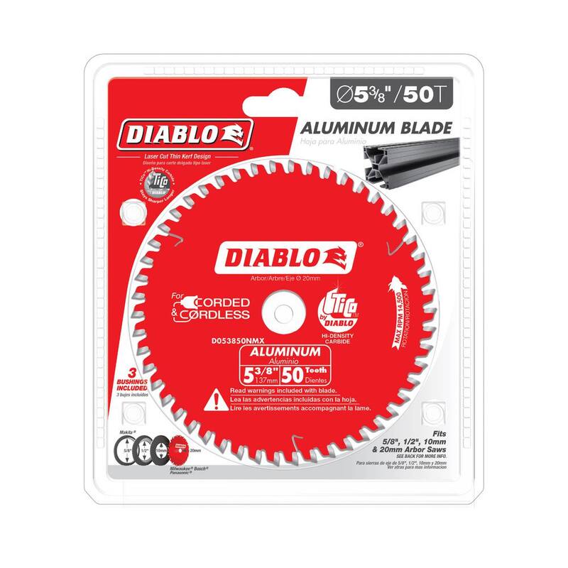 Hoja de sierra circular DIABLO de 5-3/8 pulgadas con 50 dientes para aluminio - D053850NMX