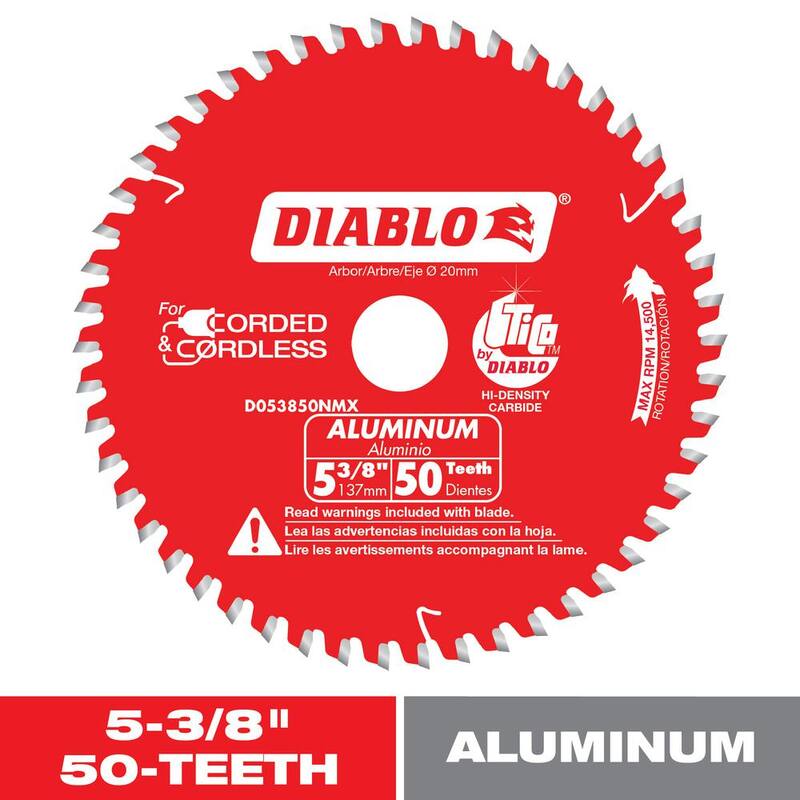 Hoja de sierra circular DIABLO de 5-3/8 pulgadas con 50 dientes para aluminio - D053850NMX