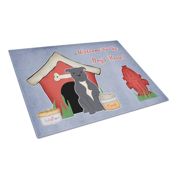 Carolines Treasures Dog House Collection Staffordshire Bull Terrier Blue Glass Cutting Board, Large - BB2800LCB