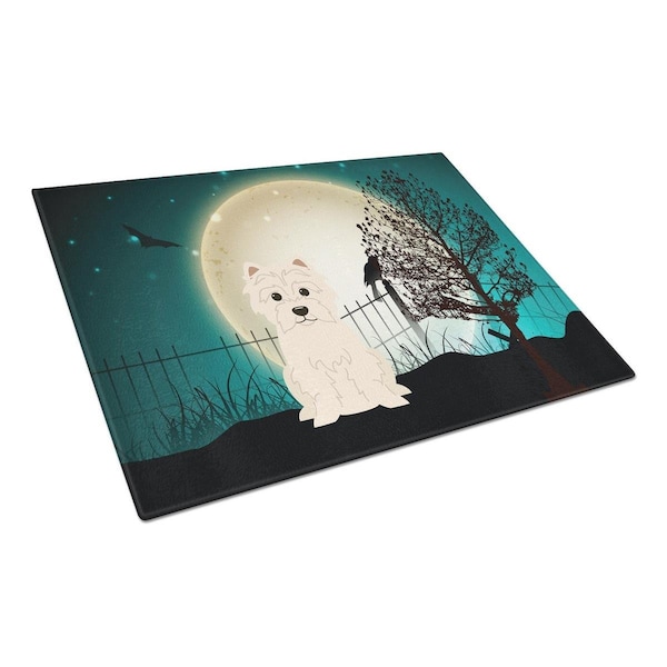 Carolines Treasures Halloween Scary Westie Glass Cutting Board, Large - BB2232LCB