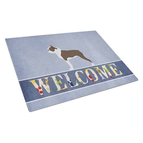 Carolines Treasures Boston Terrier Welcome Glass Cutting Board Large - BB5548LCB