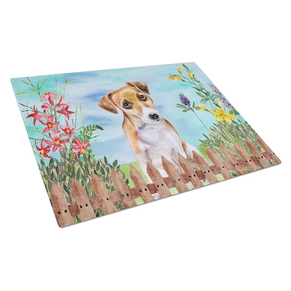 Carolines Treasures Jack Russell Terrier No.2 Spring Glass Cutting Board - Large - CK1275LCB