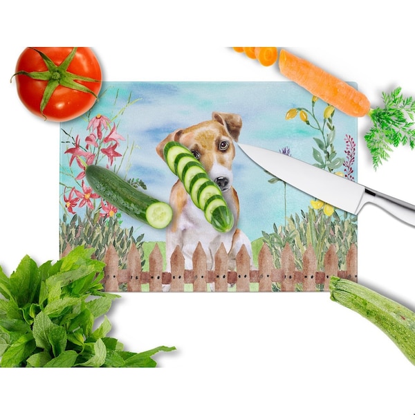 Carolines Treasures Jack Russell Terrier No.2 Spring Glass Cutting Board - Large - CK1275LCB