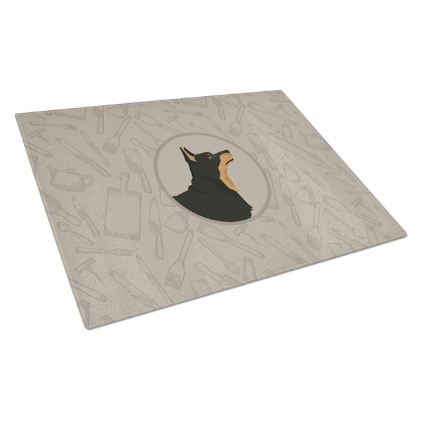 Carolines Treasures Lancashire Terrier in the Kitchen Glass Cutting Board Large - CK2197LCB