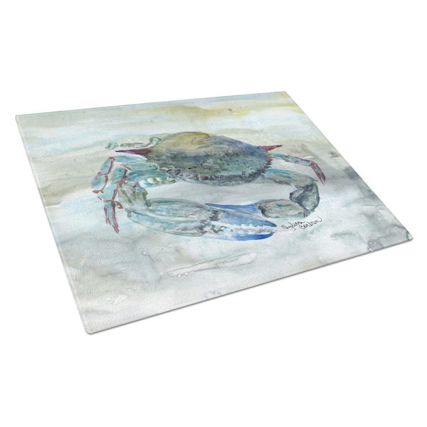 Carolines Treasures Blue Crab Watercolor Glass Cutting Board Large - SC2003LCB