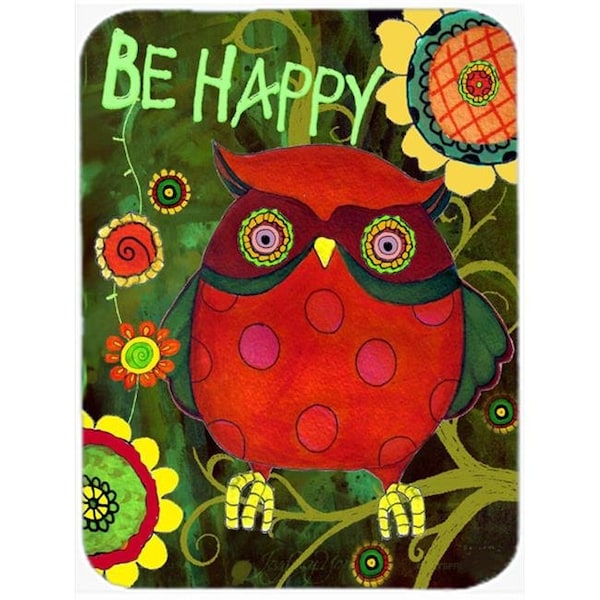 Carolines Treasures Carolines Treasures PJC1027LCB Be Happy Oh Yeah Owl Glass Cutting Board; Large - PJC1027LCB