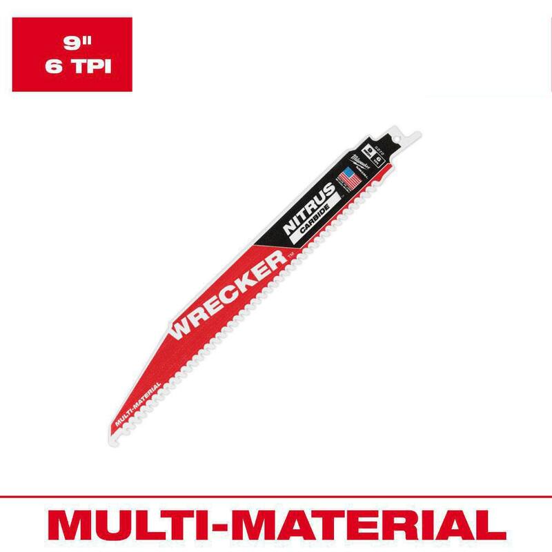 Milwaukee 9 pulgadas 6 TPI WRECKER Dientes de Carburo Nitrus Hoja de Sierra Recíproca para SAWZALL de Corte Multi-Material (paquete de 1) - 48-00-5272