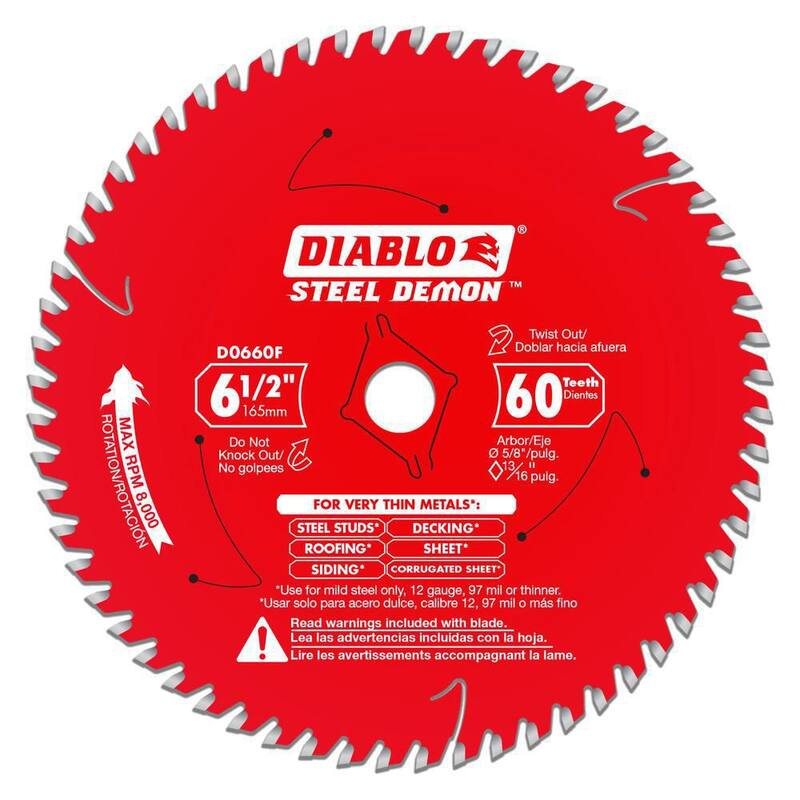 DIABLO 6-1/2 pulgadas x 60 dientes Steel Demon Hoja de sierra circular para metal delgado - D0660F