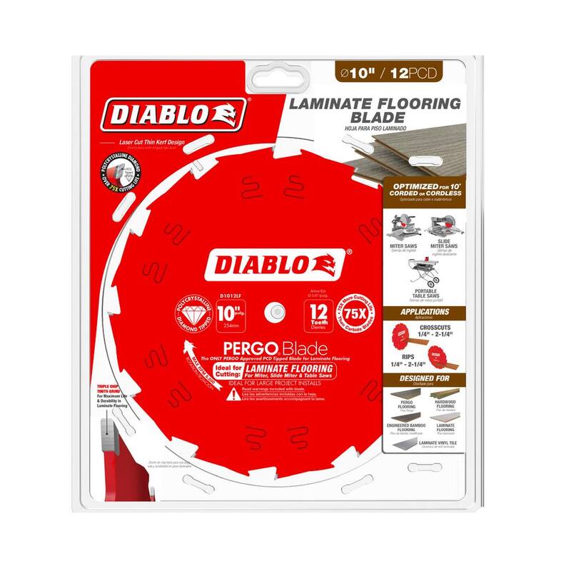DIABLO Hoja de sierra PergoBlade de 10 pulgadas x 12 dientes para pisos laminados y de madera - D1012LF