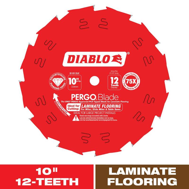 DIABLO Hoja de sierra PergoBlade de 10 pulgadas x 12 dientes para pisos laminados y de madera - D1012LF