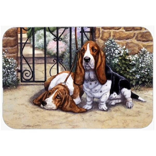 Carolines Treasures Carolines Treasures BDBA0312LCB Basset Hound at the Gate Glass Large Cutting Board - BDBA0312LCB