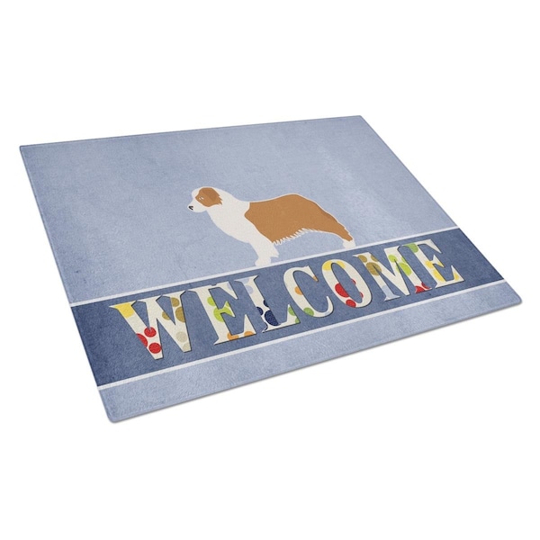 Carolines Treasures Australian Shepherd Dog Welcome Glass Cutting Board Large - BB5537LCB