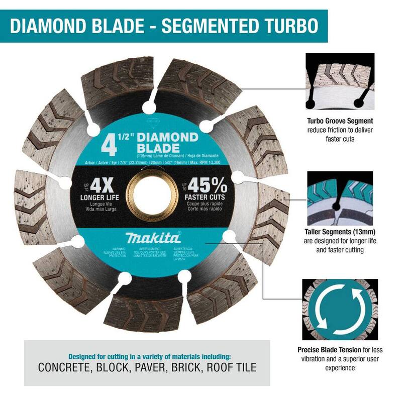 Disco de Diamante Segmentado Turbo de 4.5 pulgadas para Uso General - E-23313 Makita