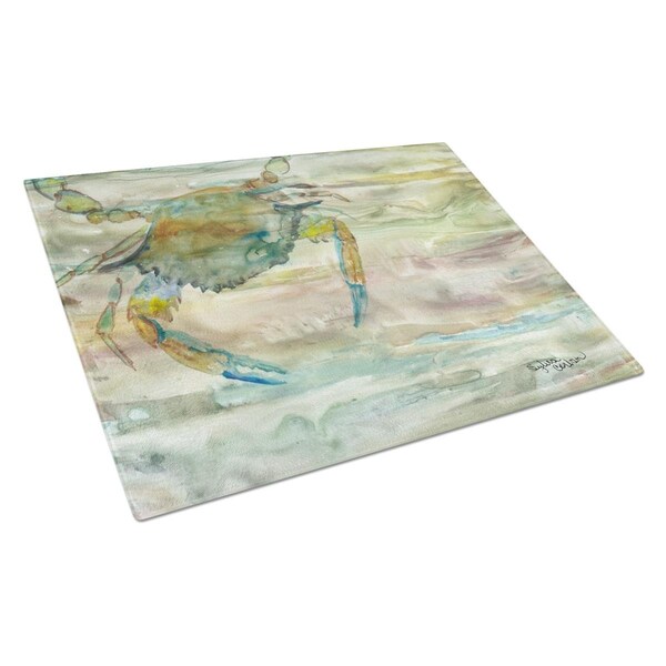 Carolines Treasures Blue Crab Sunset Glass Cutting Board Large - SC2013LCB