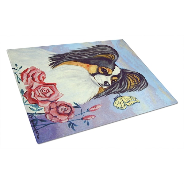 Carolines Treasures Papillon with Butterfly Glass Cutting Board - Large- 15 x 12 in. - 7036LCB
