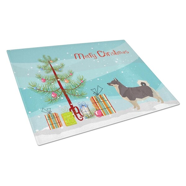Carolines Treasures Swedish Vallhund Christmas Tree Glass Cutting Board Large - CK3566LCB