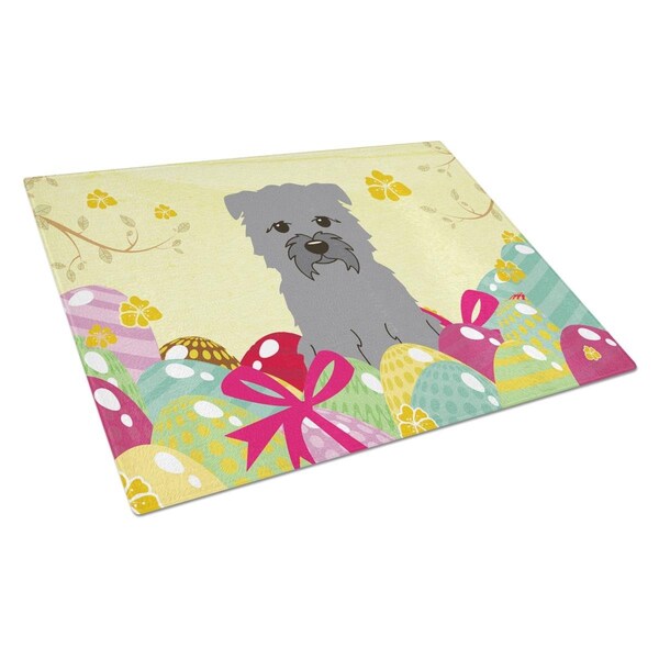 Carolines Treasures Easter Eggs Glen of Imal Grey Glass Cutting Board Large - BB6059LCB