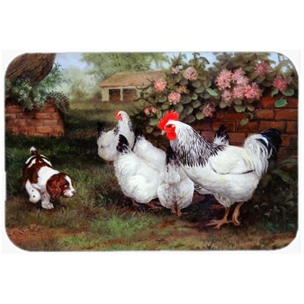 Carolines Treasures Carolines Treasures HEH0003LCB Chickens; Hens & Puppy Glass Large Cutting Board - HEH0003LCB