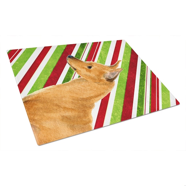 Carolines Treasures Min Pin Candy Cane Holiday Christmas Glass Cutting Board - Large - SS4535LCB
