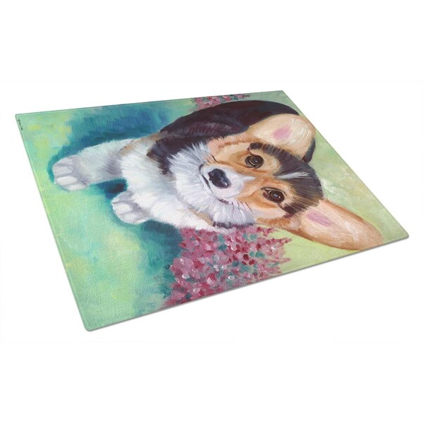 Carolines Treasures Pembroke Corgi Puppy Glass Cutting Board Large - 7368LCB