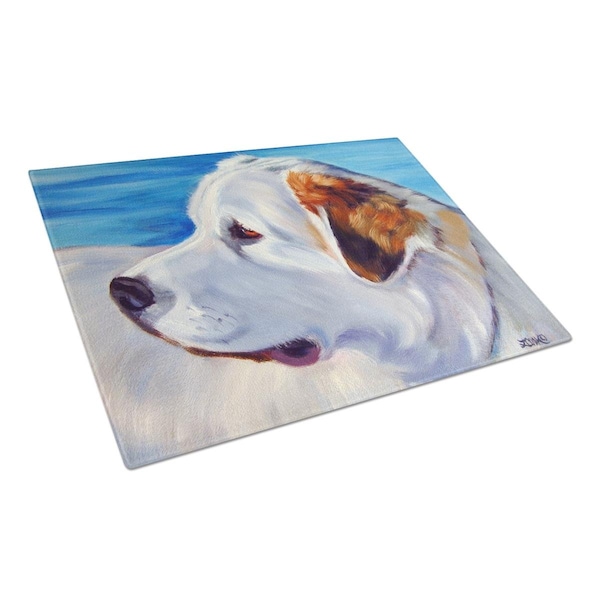 Carolines Treasures Great Pyrenees at the Beach Glass Cutting Board Large - 7417LCB